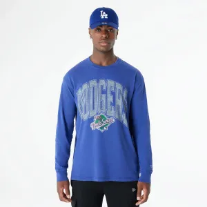 Soft and Light Wear Urban Casual Look LA Dodgers Oversized Essential Dark Blue Oversized Long Sleeve T-Shirt