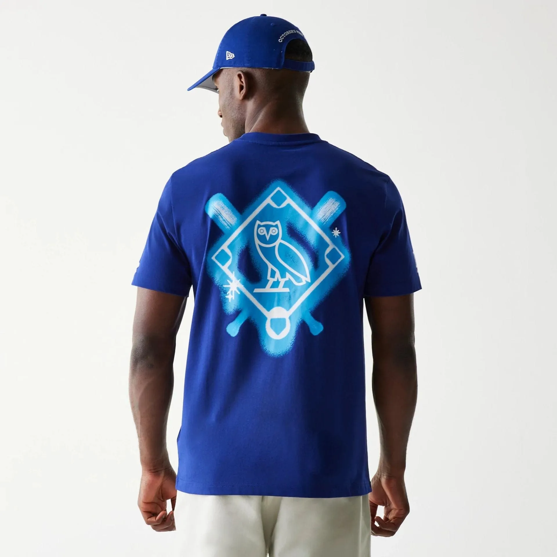 Ultra Soft Texture Relaxed Vibes LA Dodgers OVO x MLB Dark Blue T-Shirt