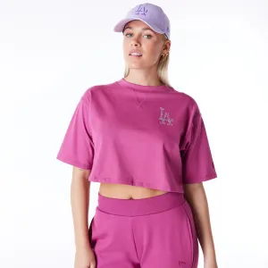 Buttery Soft Fabric Moisture Wicking Technology LA Dodgers Women's MLB Diamante Purple Crop T-Shirt