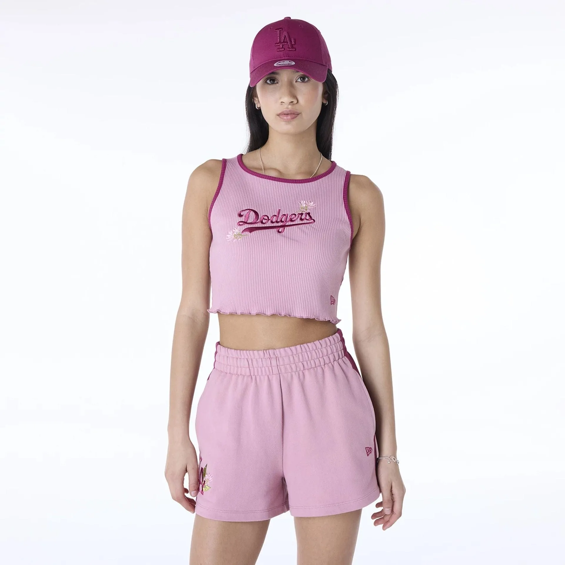 LA Dodgers Womens MLB Floral Dark Pink Vest Street Ready