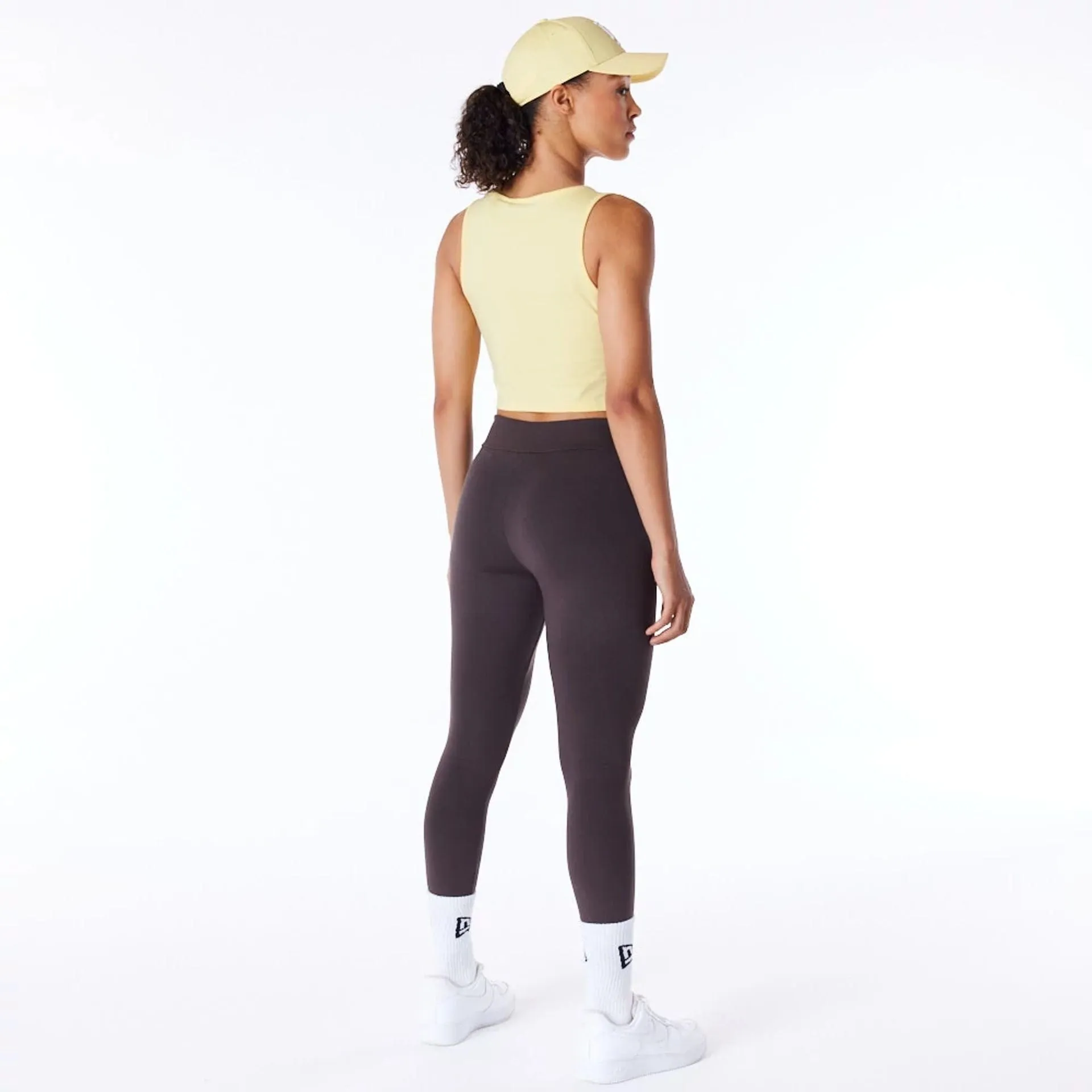 LA Dodgers Womens MLB League Essential Pastel Yellow Crop Tank Top Casual Layers Wear Resistant Fabric