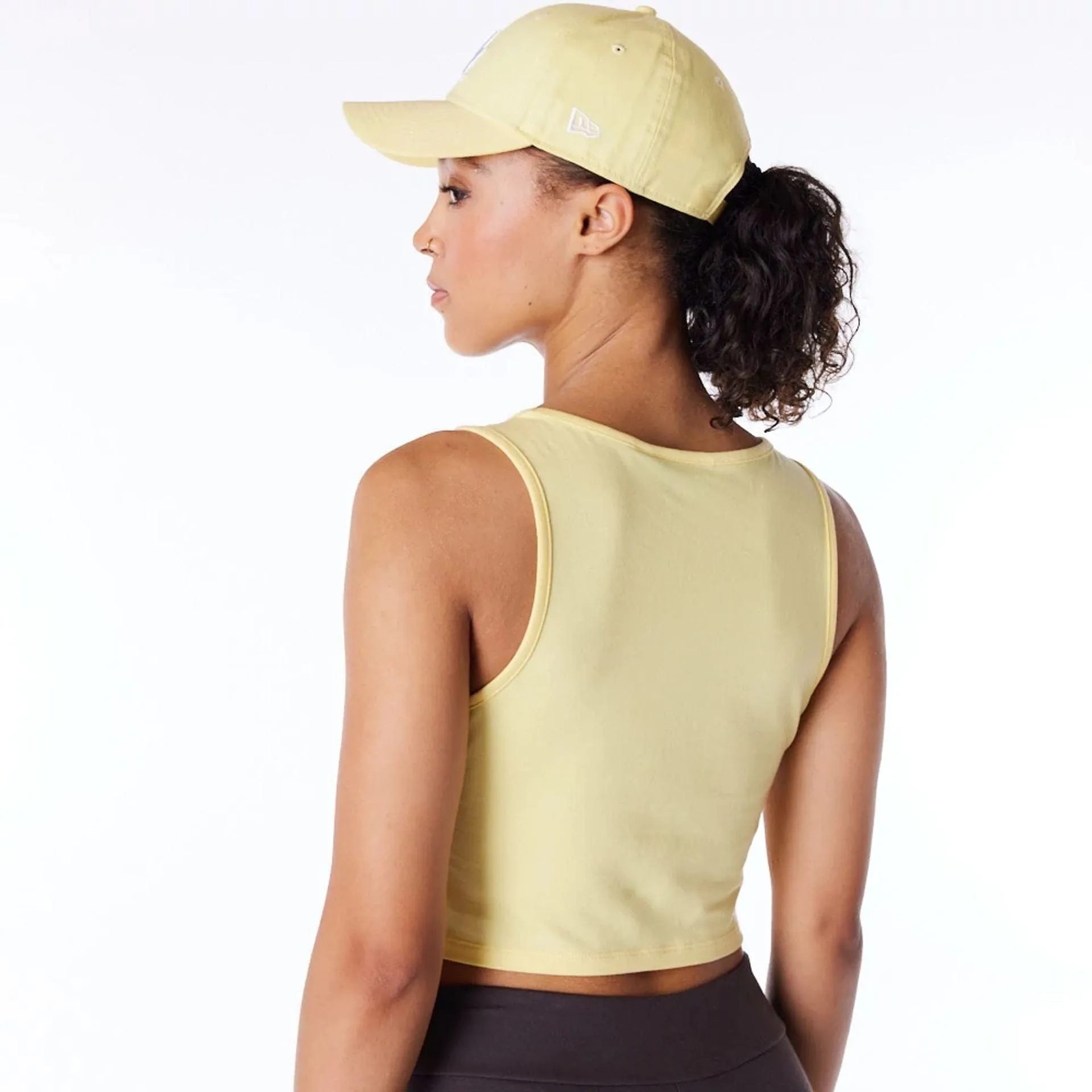 LA Dodgers Womens MLB League Essential Pastel Yellow Crop Tank Top Active Trend