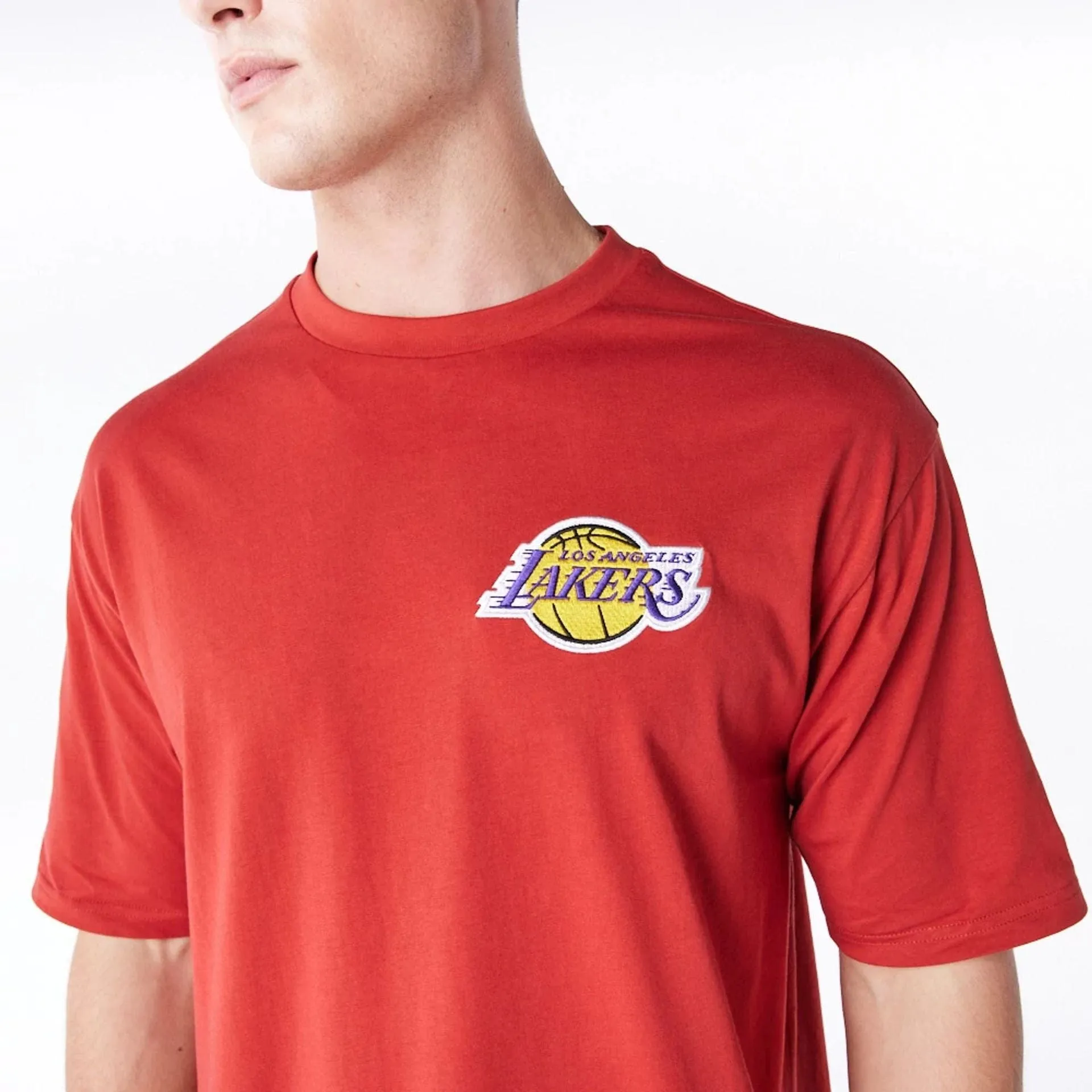 LA Lakers League Essential Red Oversized T-Shirt Versatile Fit Laser Cut Edges