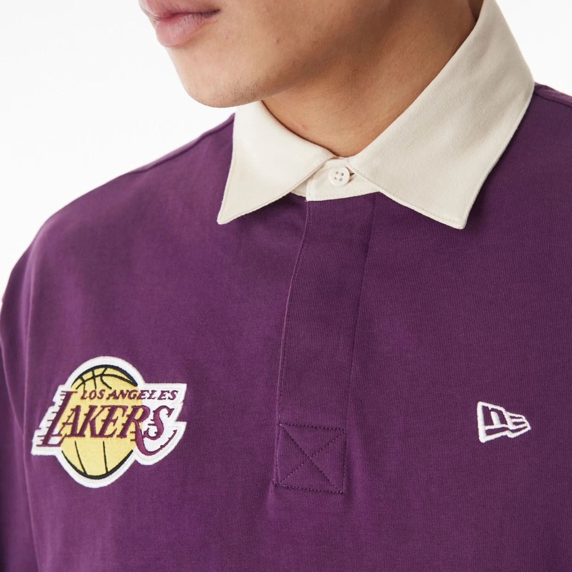 Compact Stitch Pattern LA Lakers NBA Lifestyle Dark Purple Rugby Shirt