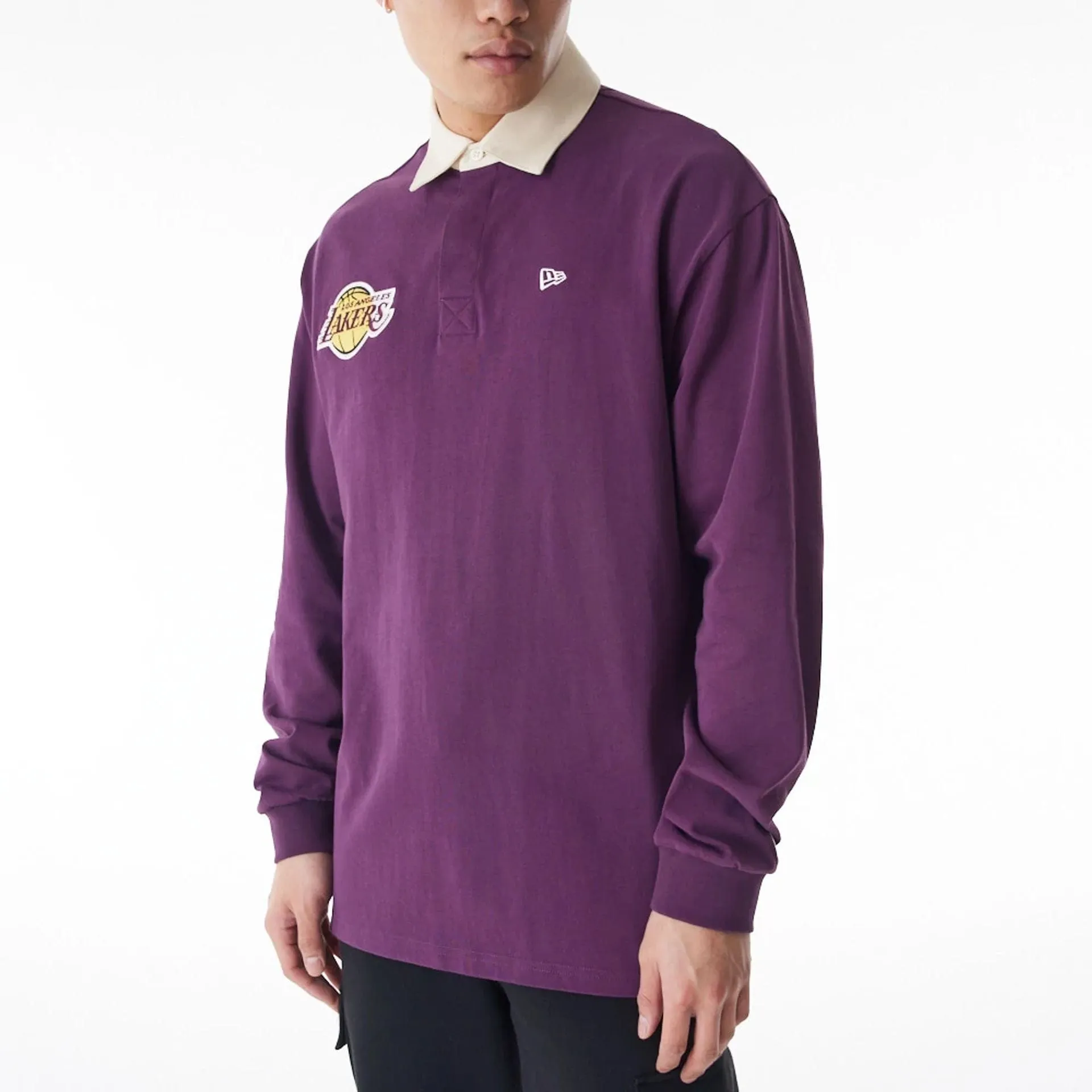 Comfy and Soft Cozy Wear LA Lakers NBA Lifestyle Dark Purple Rugby Shirt