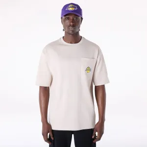 LA Lakers NBA Pinstripe Cream Oversized T-Shirt Drip Dry Fabric Sophisticated Casual