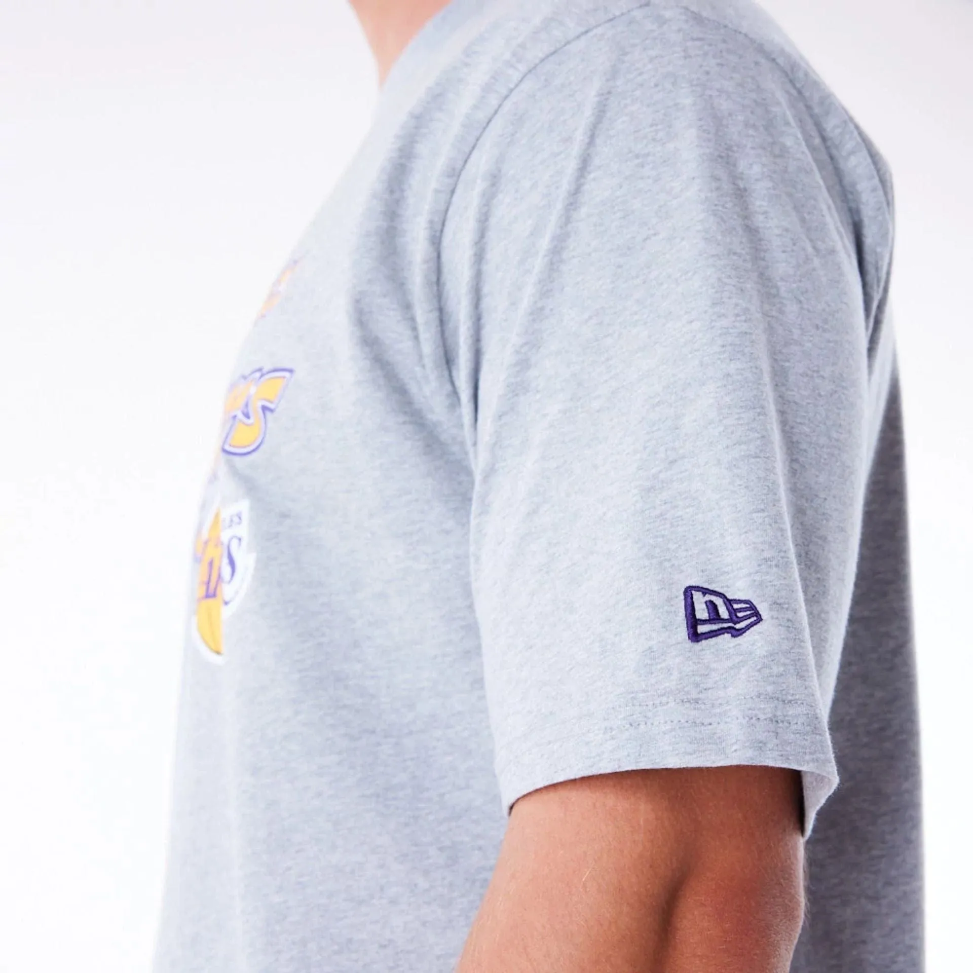 LA Lakers NBA Script Grey Oversized T-Shirt ReinforcedHems Comfort Waist