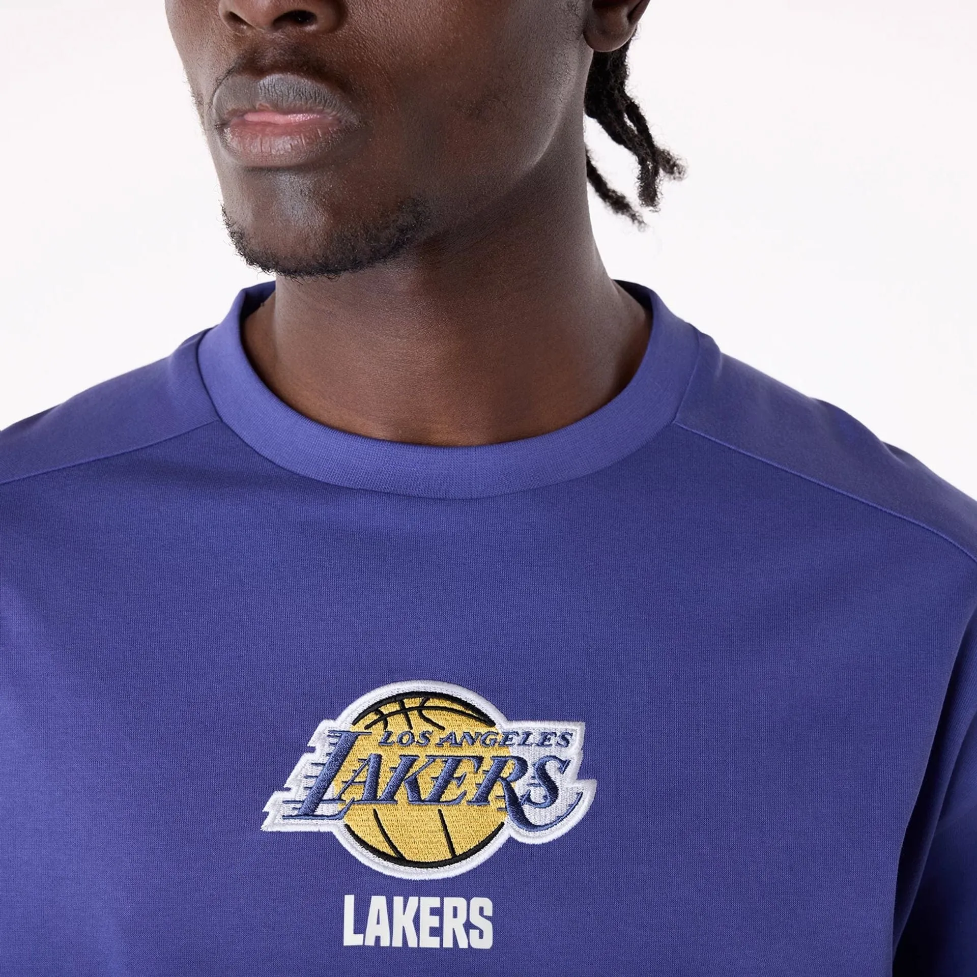 Versatile Style Perfect Fit LA Lakers NBA Wordmark Dark Blue Oversized T-Shirt
