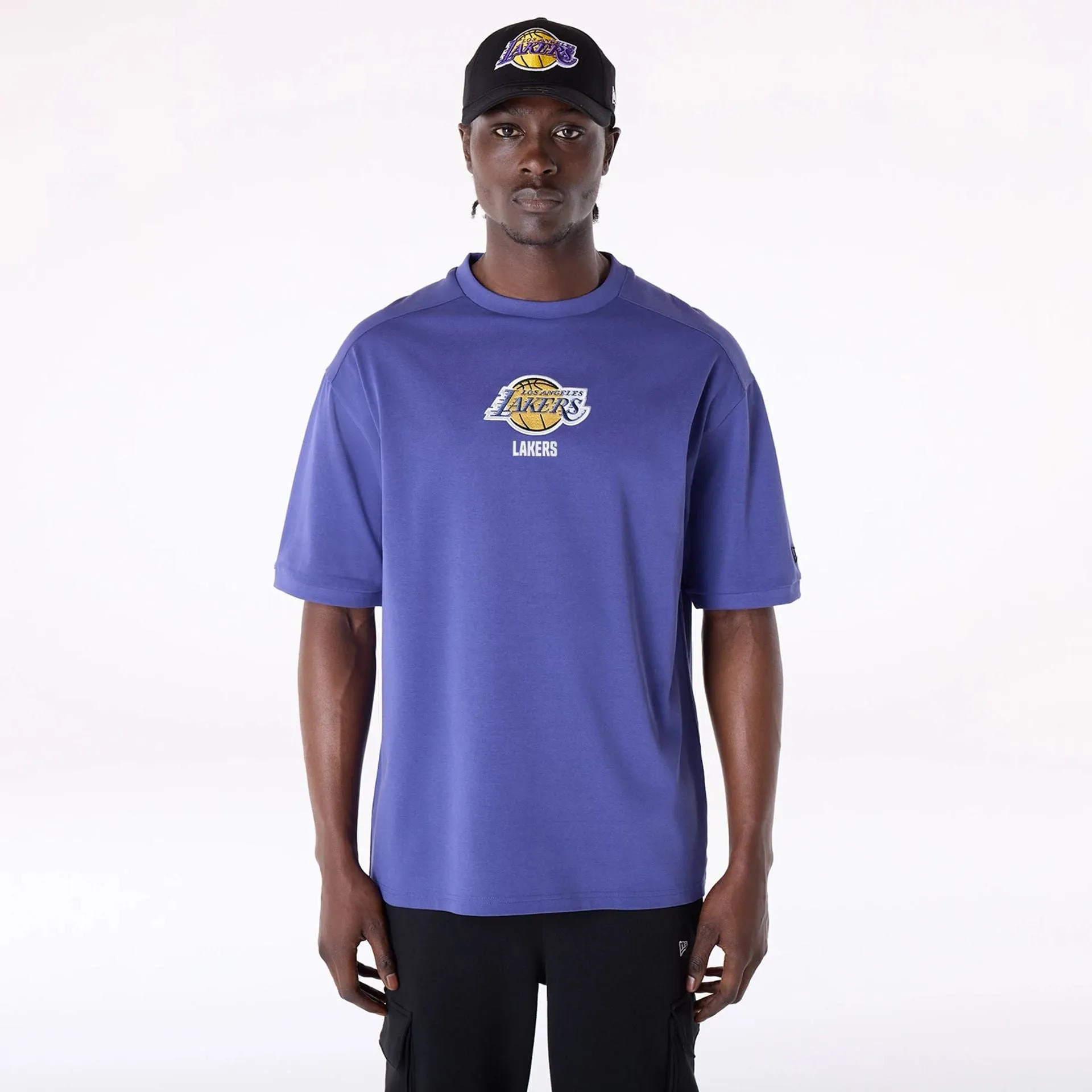LA Lakers NBA Wordmark Dark Blue Oversized T-Shirt Oversized Silhouette