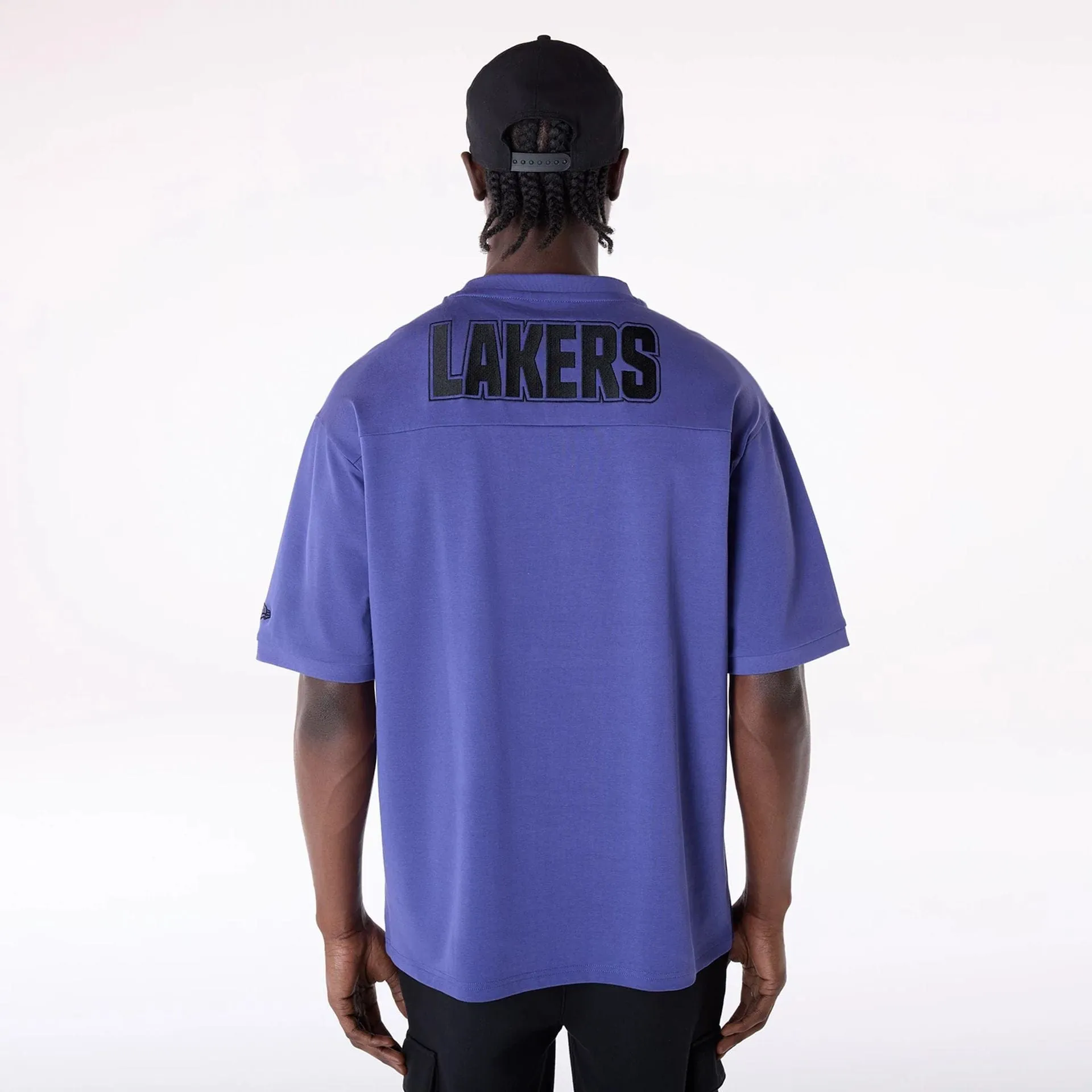 LA Lakers NBA Wordmark Dark Blue Oversized T-Shirt All-Purpose Comfort Functional Fashion