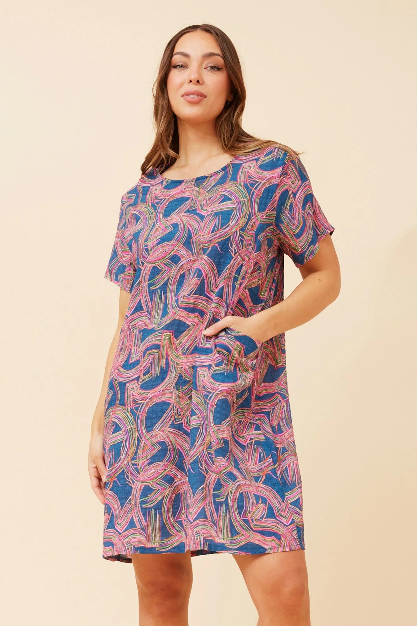 VINE ABSTRACT PRINT DRESS Work Vibe Hot Now