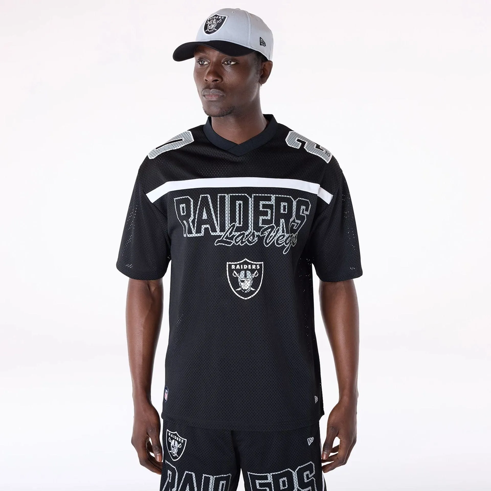 Value for Money Stylish piece Las Vegas Raiders NFL Mesh Black T-Shirt
