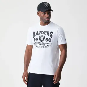 Durable Collar Construction Holiday Wear Las Vegas Raiders NFL Stack Arch Logo White T-Shirt
