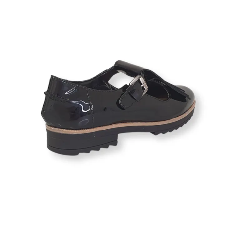 Lauren Thomas Womens Shoe Lolo Strap Black Patent Spin Hike Meadow Path