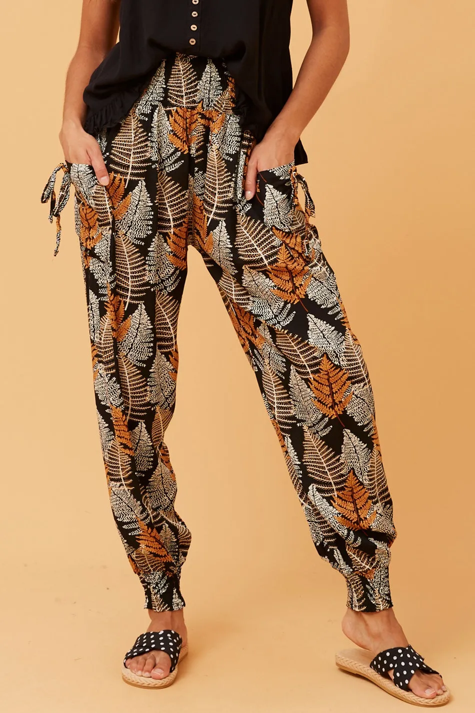 LEAF PRINT BOHO HAREM PANTS City Ready