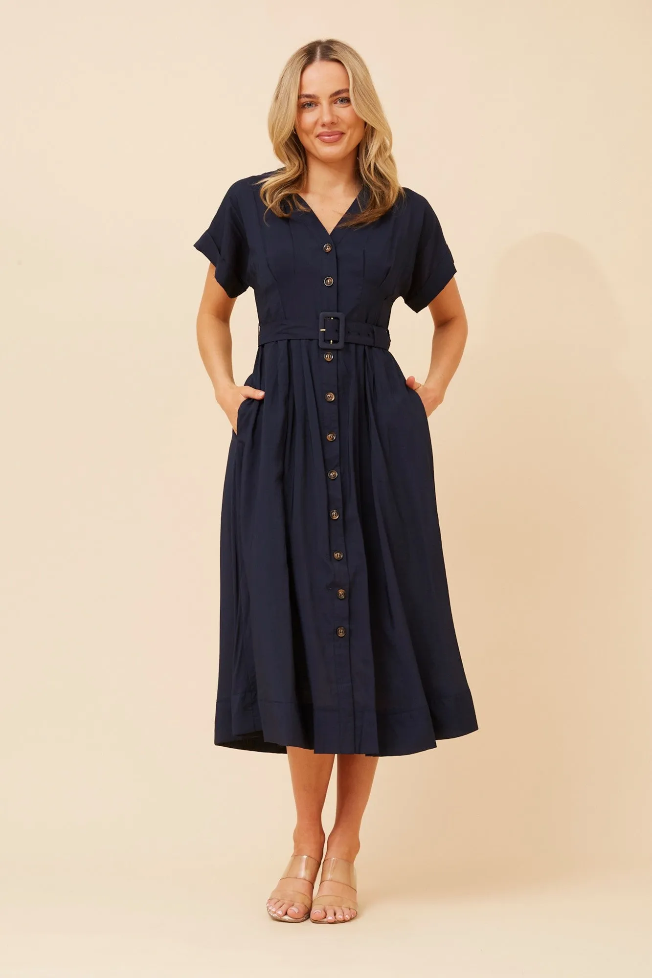 LEANZA SOLID SHIRT DRESS Clean Outfit