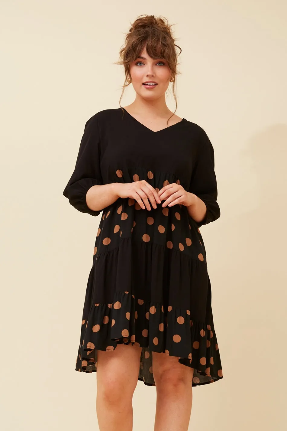 warm tones Comfortable Cut EMALINE POLKA DOT DRESS