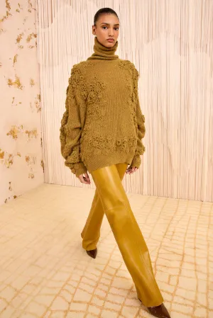 Lelou Crochet Knit Turtleneck - Pine Royal Charm british retro