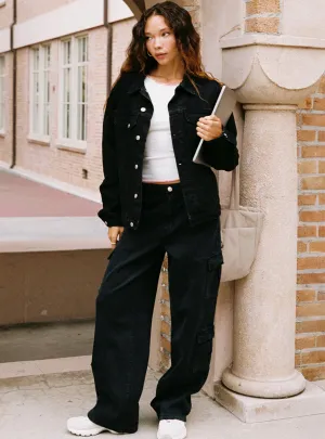 Low Impact Dye Nosita Cargo Jeans Black