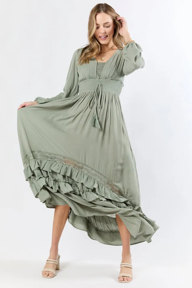 Wrinkle-Resistant OdorControlTreatment Lucky To Have You Sage Maxi Dress SALE
