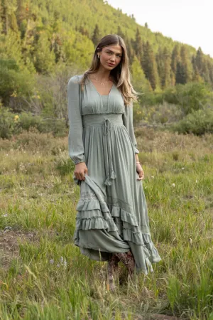Shiny-Lining Lucky To Have You Sage Maxi Dress SALE