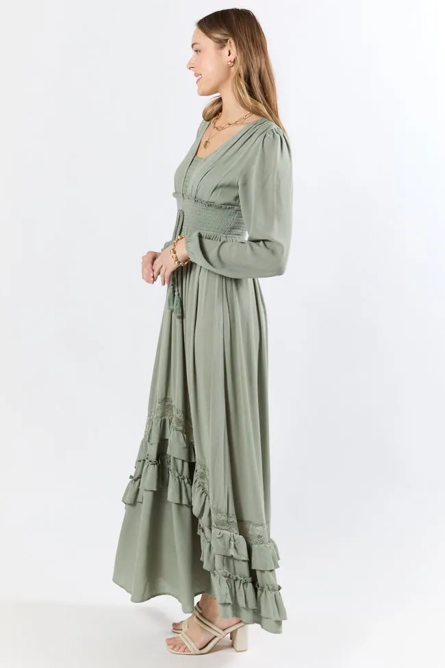 Stylish Design Air Comfort Lucky To Have You Sage Maxi Dress SALE