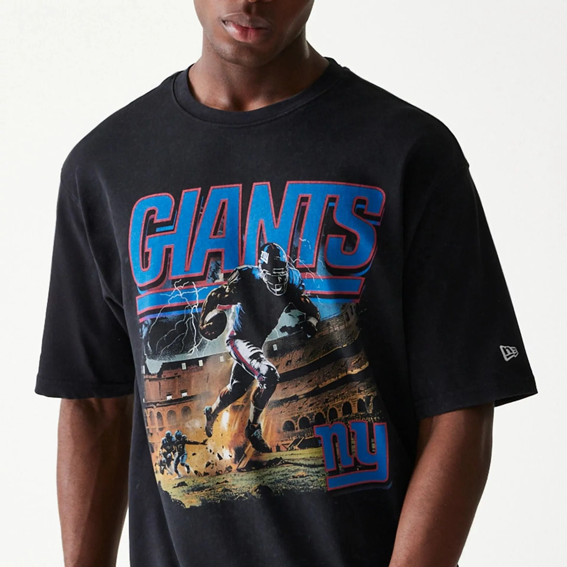 New York Giants NFL Games Premium Apparel Black Oversized T-Shirt Breathable mesh panel