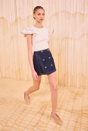 Easy Outfit Seamless transition Edith Ruffle Sleeve Knit Top - Cowrie