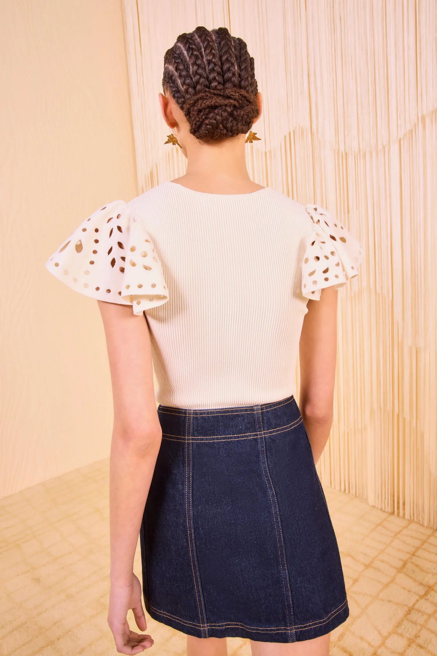 Edith Ruffle Sleeve Knit Top - Cowrie Modern Boots