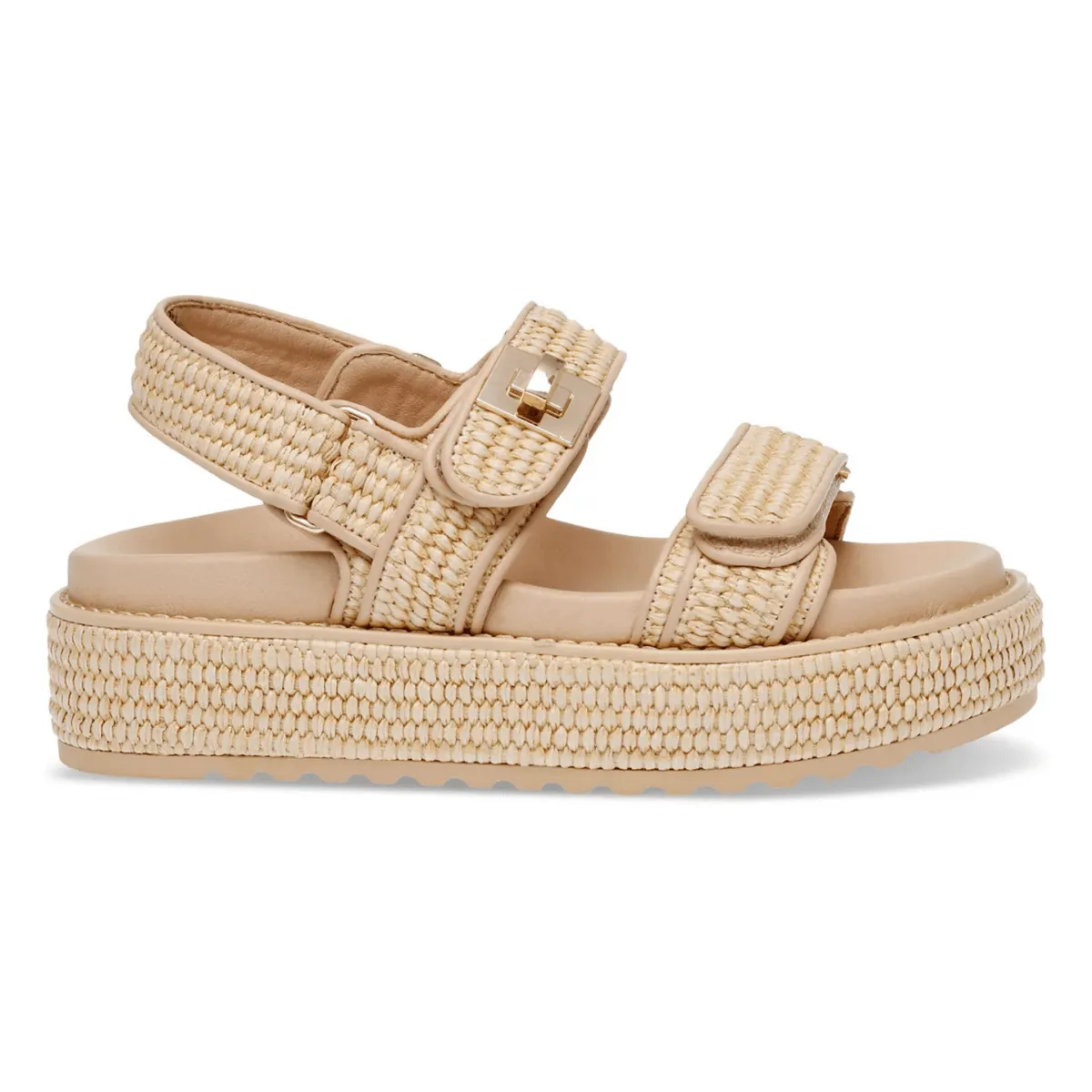 Travel Ease Shock absorption tech Steve Madden Women's Bigmona Natural Raffia
