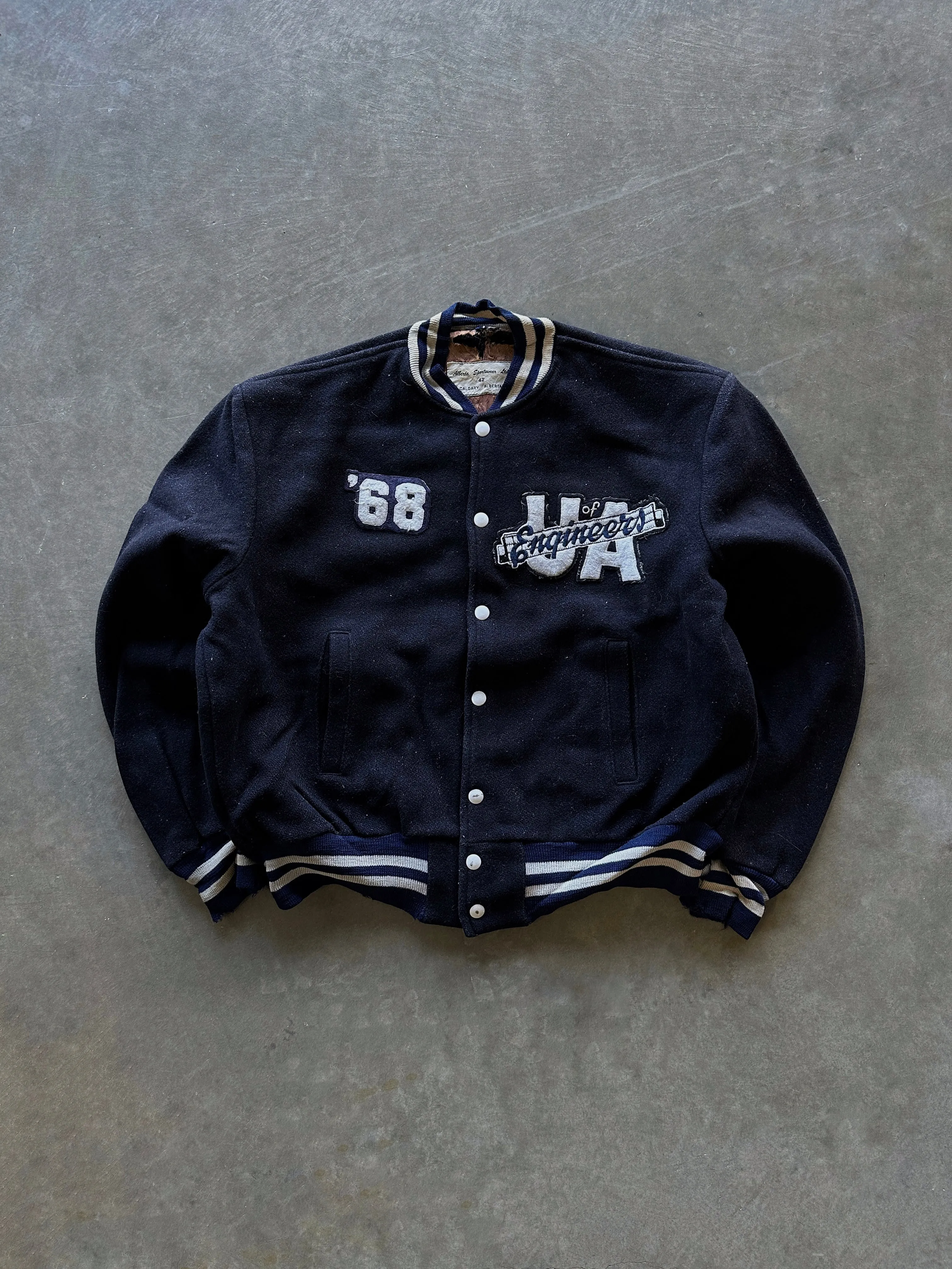 Flex Fit Fabric Modern Minimal 60s ??Engineers?? varsity jacket (M)