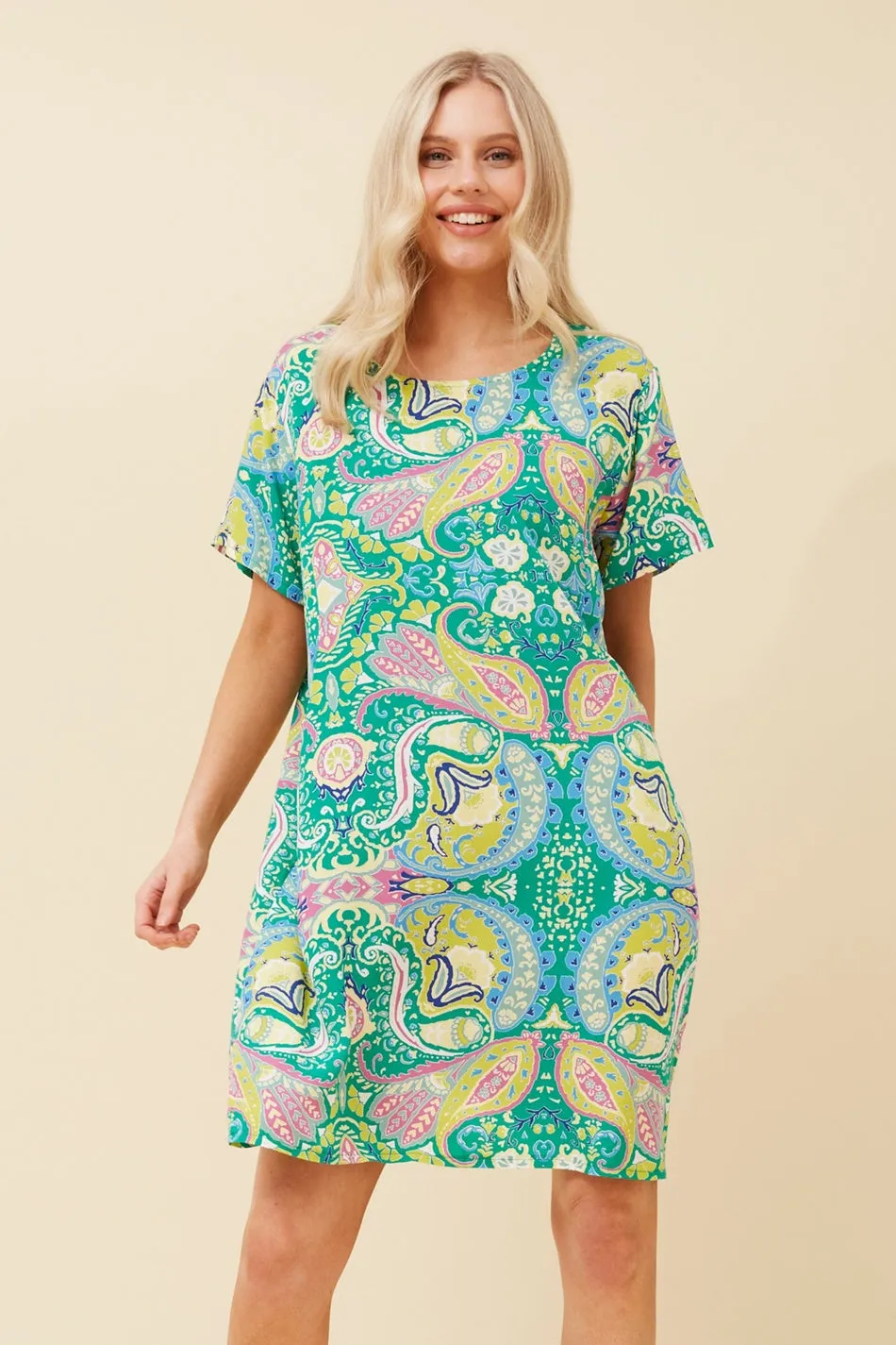 Walk Mood Chilly Weather Wear VINE PAISLEY PRINT SHIFT DRESS