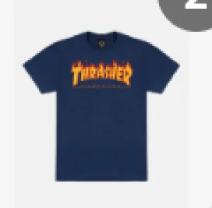 THRASHER FLAME TSHIRT (NAVY) Metal Core Tribal Soul