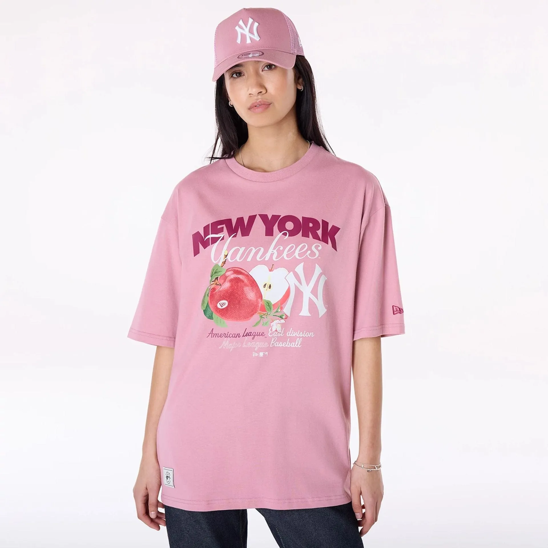 Urban Casual Look TemperatureControl Fabric New York Yankees MLB Fruit Dark Pink T-Shirt