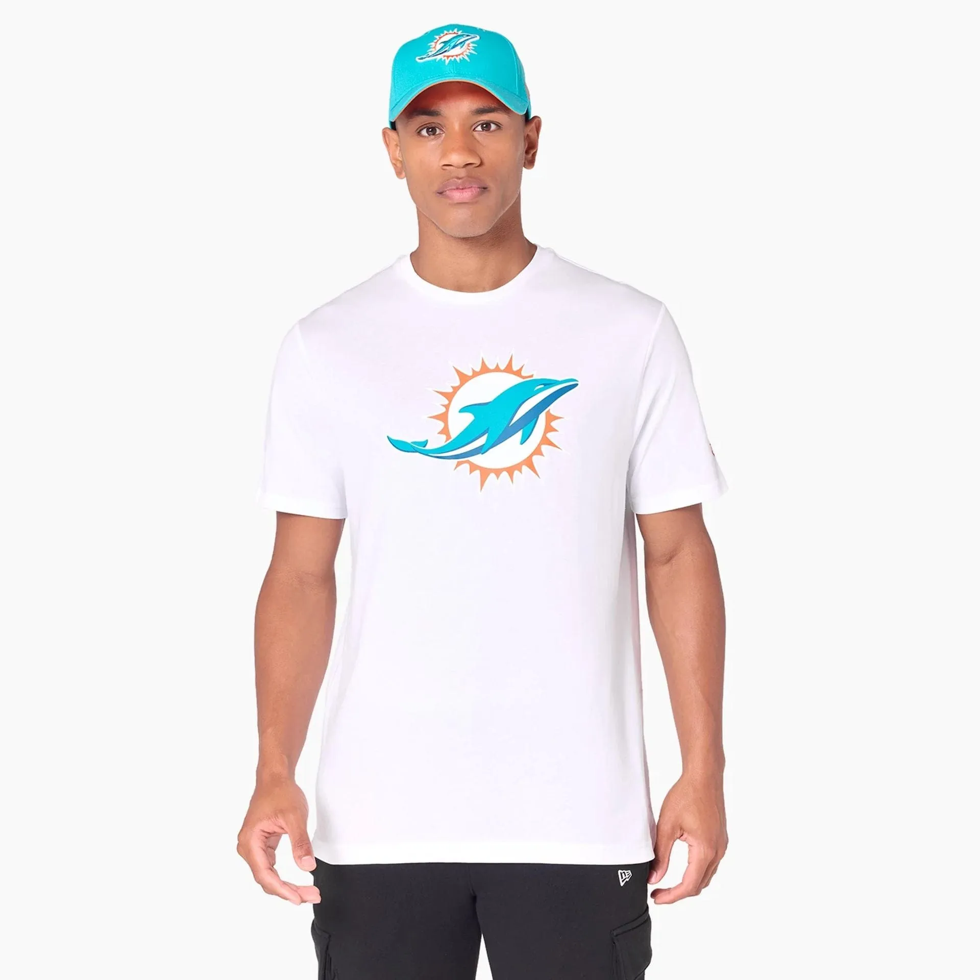 Miami Dolphins NFL White T-Shirt Seam Free Edging