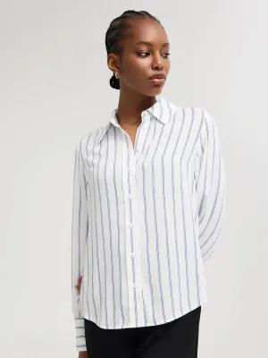 Striped Chiffon Blouse SheerLayeredPanels Icon Fit