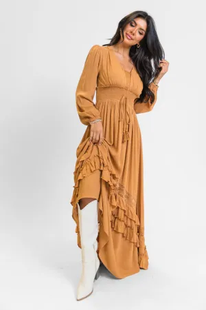 Lucky To Have You Camel Maxi Dress SALE Timeless office dress Practical work-to-play piece