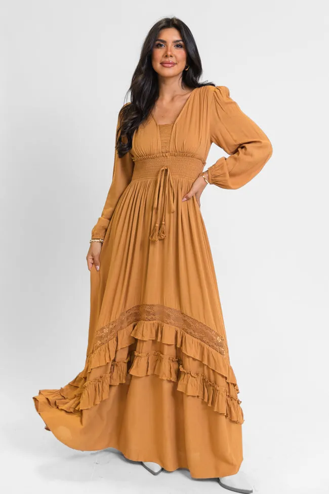 Lucky To Have You Camel Maxi Dress SALE Edgy Layers Street Edge