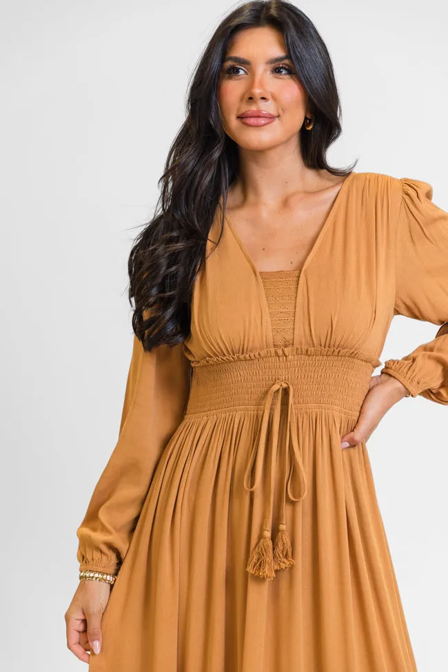 Versatile Touch Natural Light Lucky To Have You Camel Maxi Dress SALE