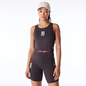 Detroit Tigers Womens MLB League Essential Dark Brown Crop Tank Top Essential Fashion Sports Apparel