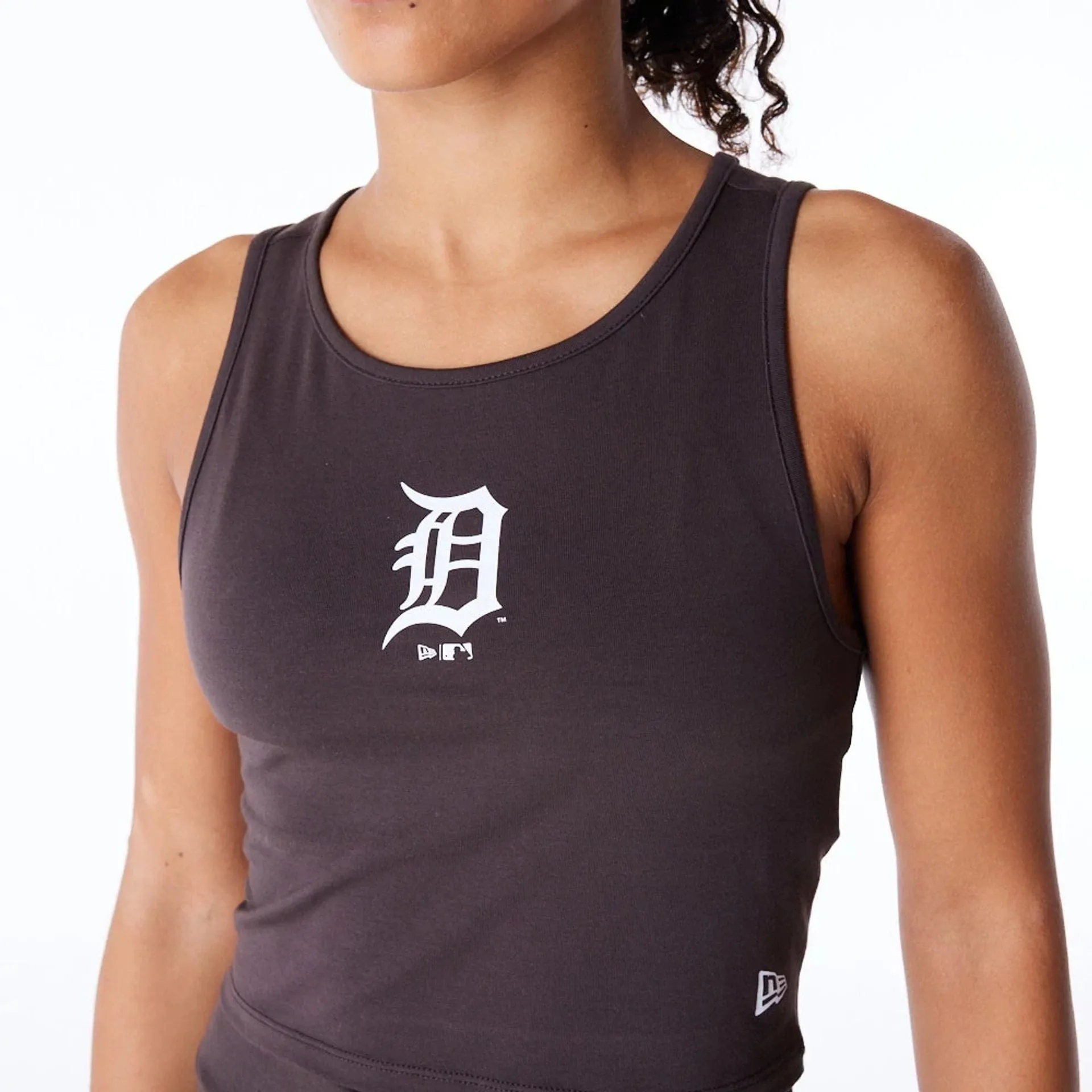 All-Purpose Wear Detroit Tigers Womens MLB League Essential Dark Brown Crop Tank Top