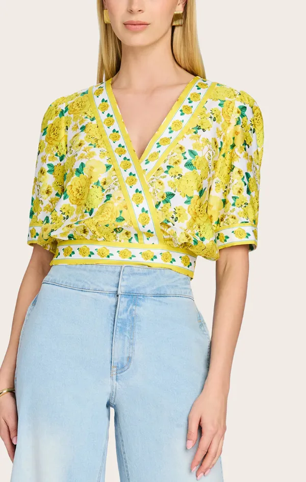 Rema Floral Poplin Blouse DoubleLayerReinforcement Soft Knit