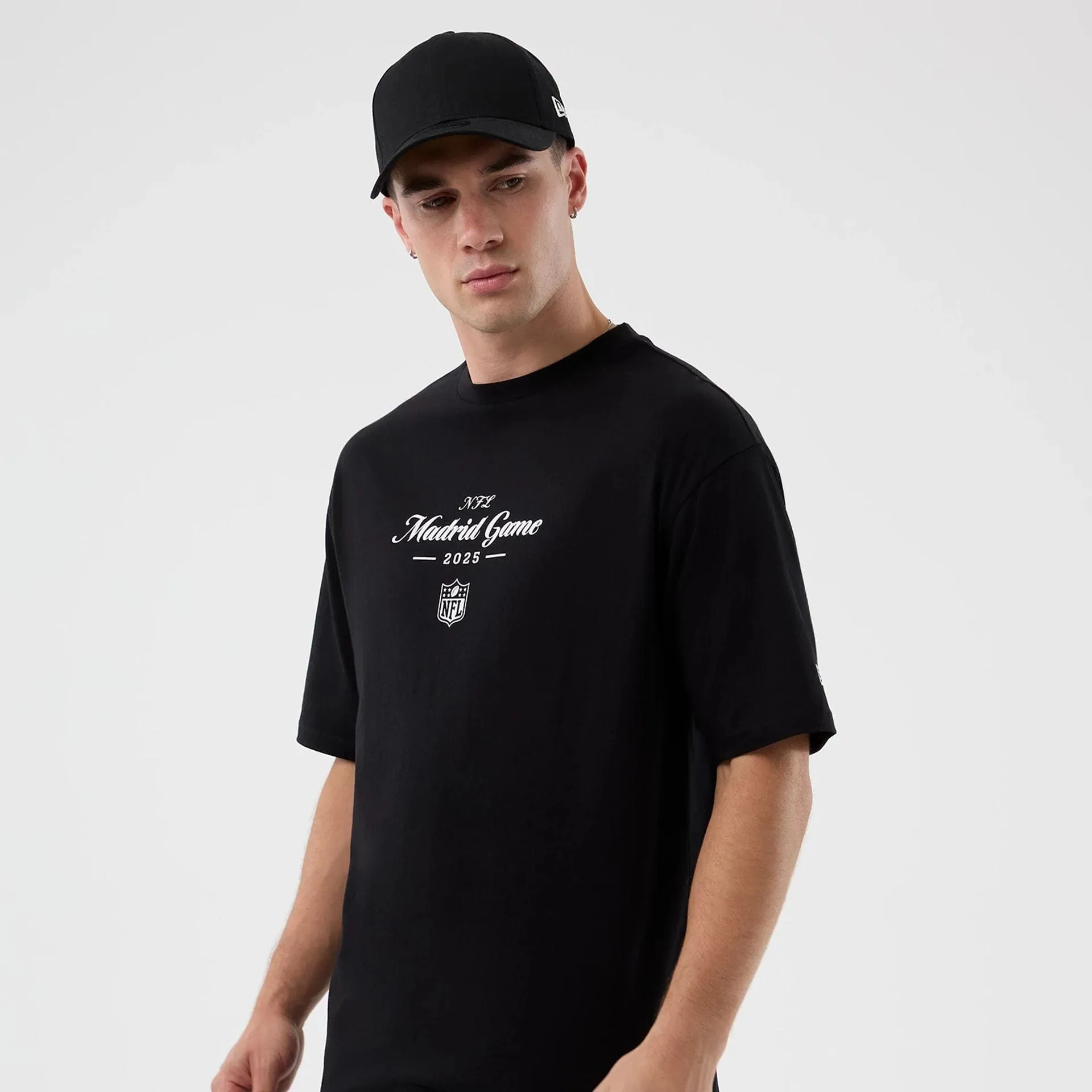 Classic Layer Wear Madrid Game NFL International Series Games Black Oversized T-Shirt