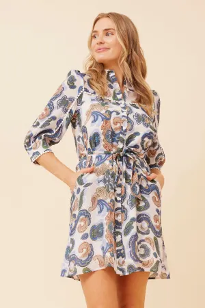 Bow Soft Smart and Elegant SUNLEE PAISLEY PRINT SHIRT DRESS
