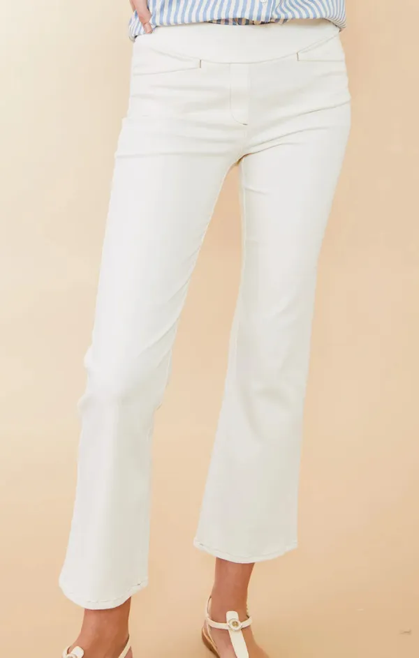 Maren Kick Flare Pant in Pearl White Minimalist Design ThermalRegulation