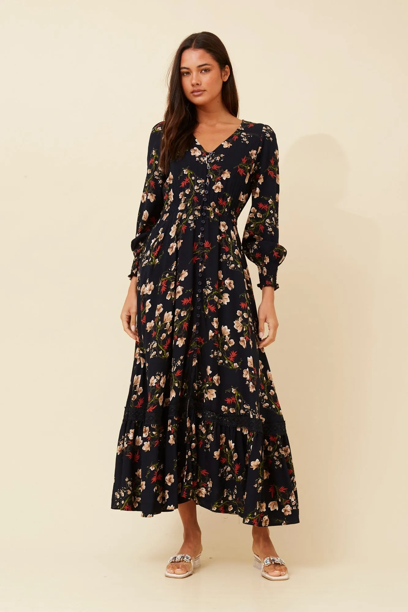 MARRAKECH FLORAL MAXI DRESS Drape Wave