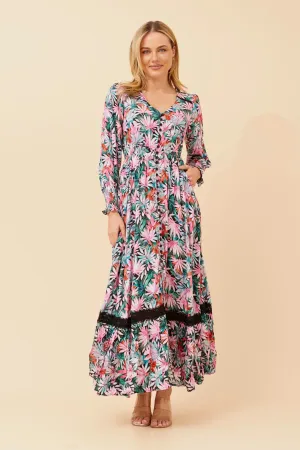 MARRAKECH LEAF PRINT MAXI DRESS Printed-Fabric Urban Spirit