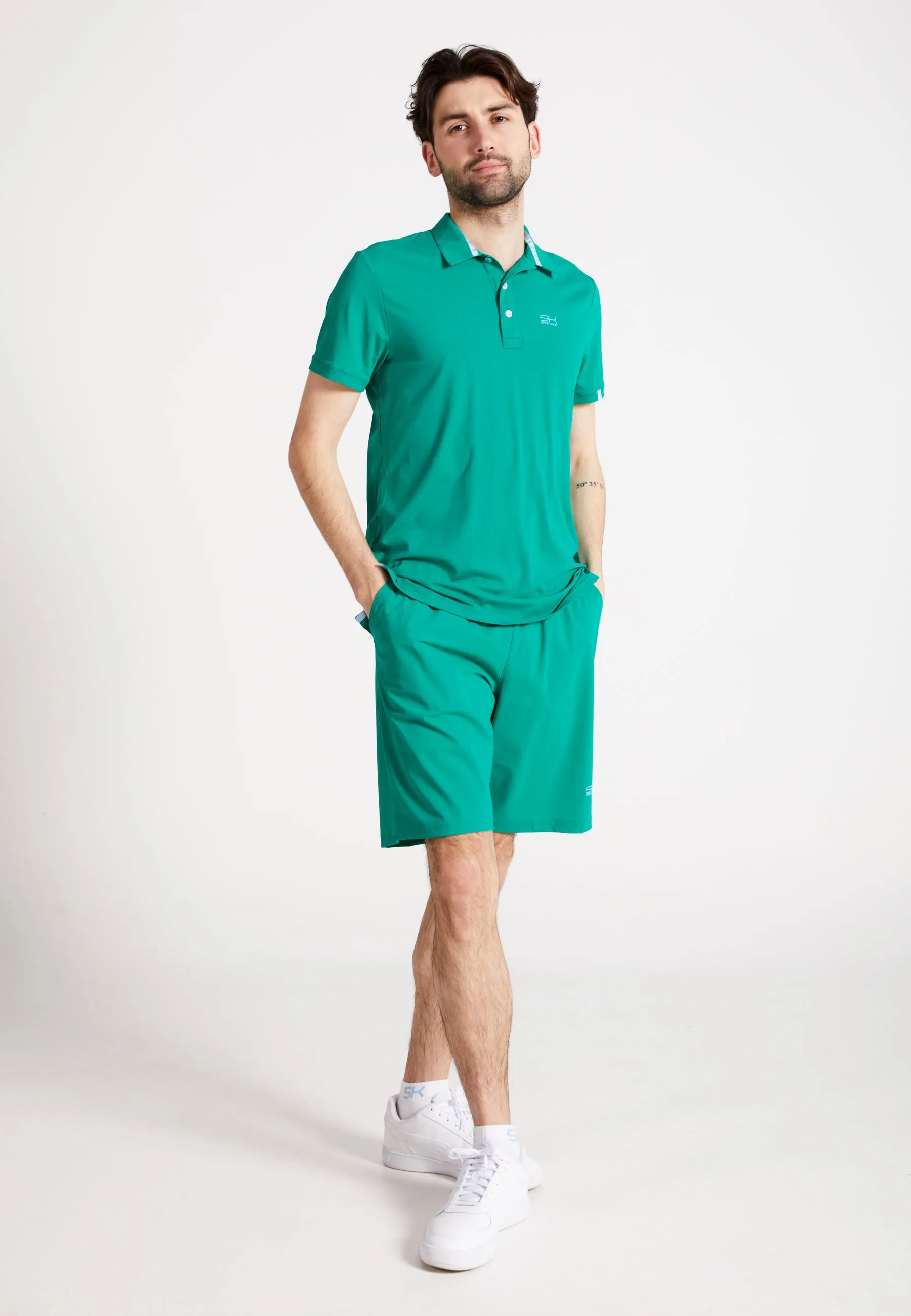 Men & boys Tennis Polo Shirt, emerald green Abrasion Resistant Fabric Modern and Soft