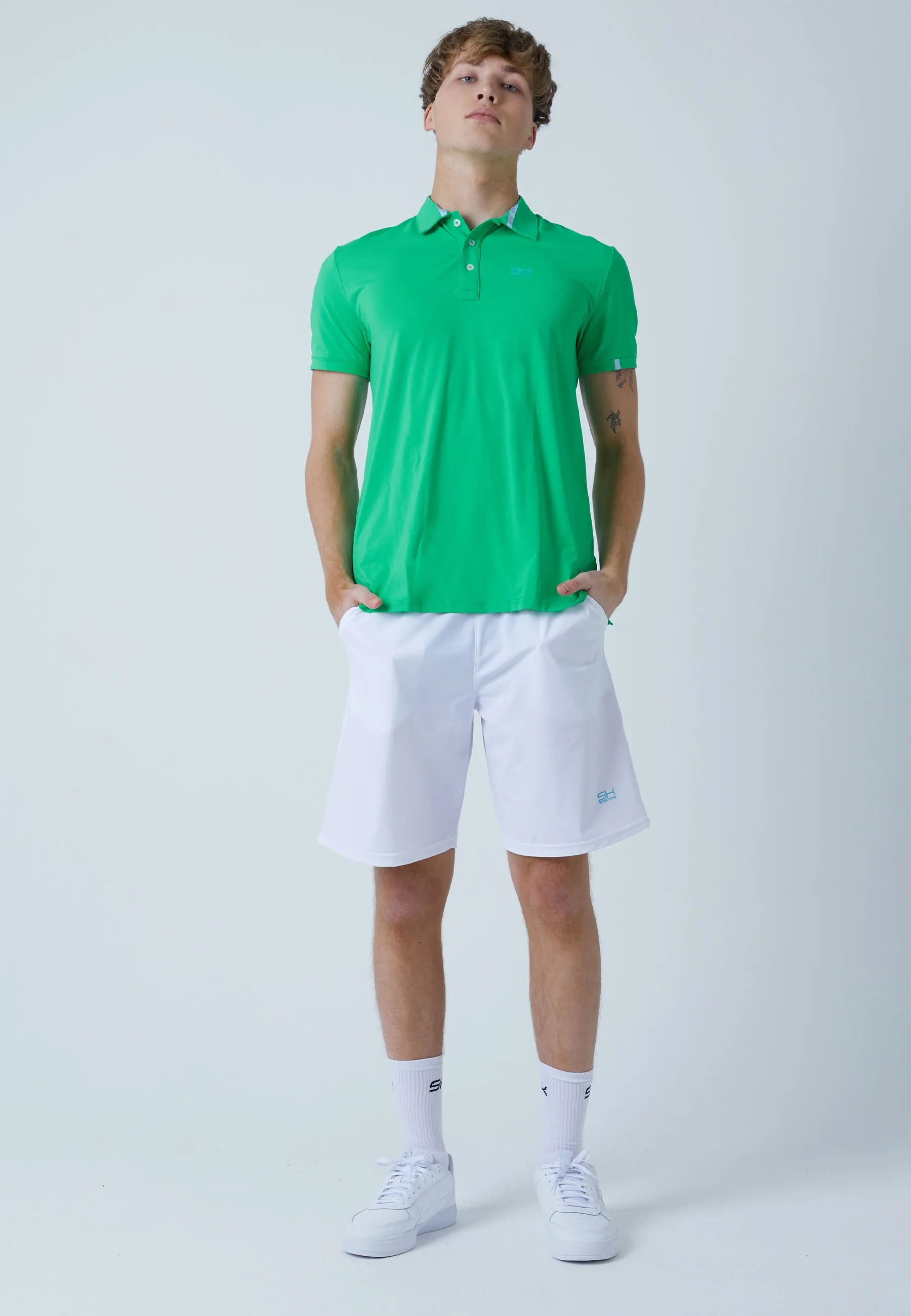 Men & boys Tennis Polo Shirt, green Performance Stretch