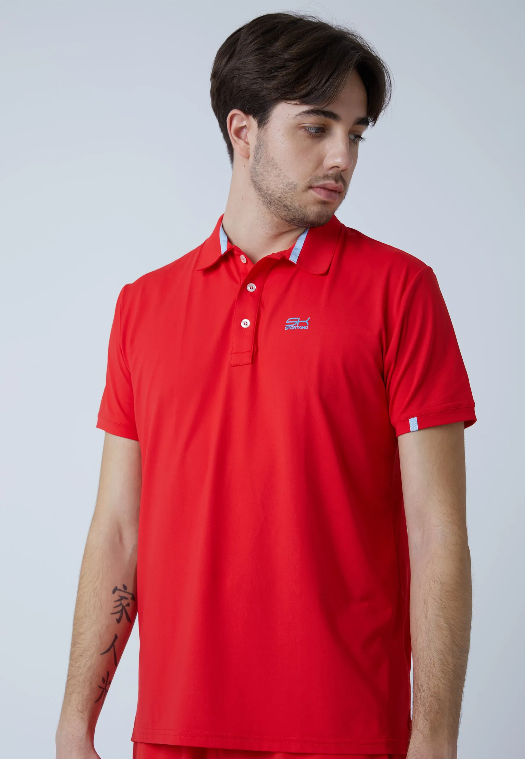 Flexible Shoulder Seams Men & boys Tennis Polo Shirt, red
